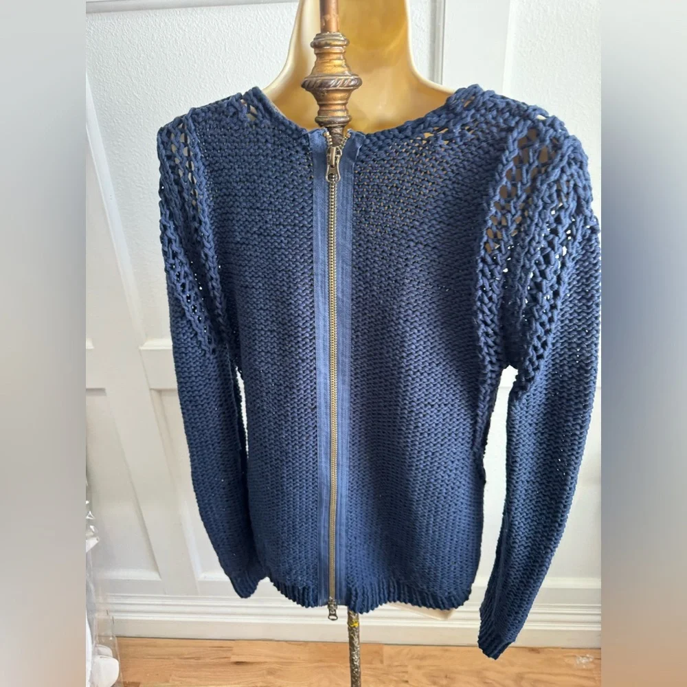 Twelfth Street By Cynthia‎ Vincent Cable Knit Sweater Women’s Size Small Blue